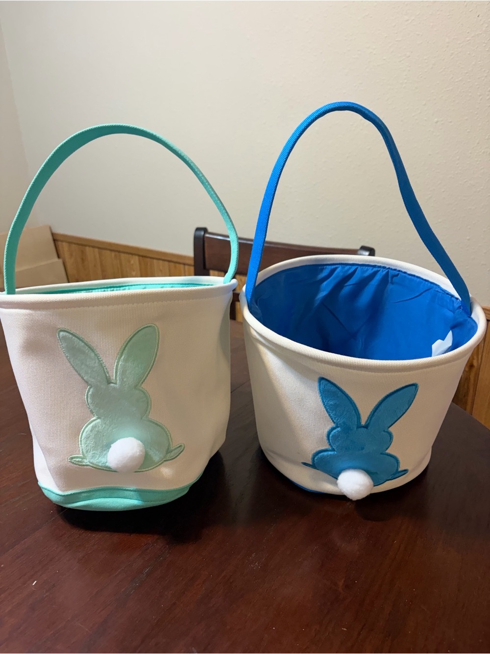 Set of 2 Easter Bunny Baskets Blue & Mint